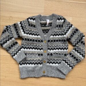 Cat & Jack Cardigan Sweater Gray Gold Size S 6/6X